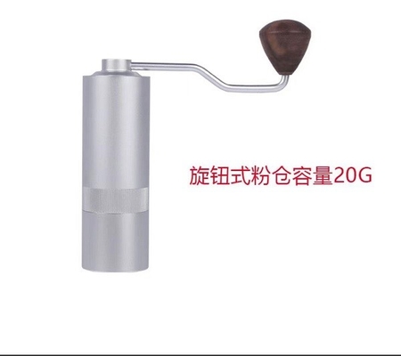 Macinino per caffè espresso manuale centrale a bava conica da 38 mm con manico in noce
